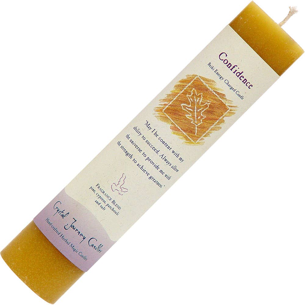 Reiki Herbal Pillar Candle Confidence