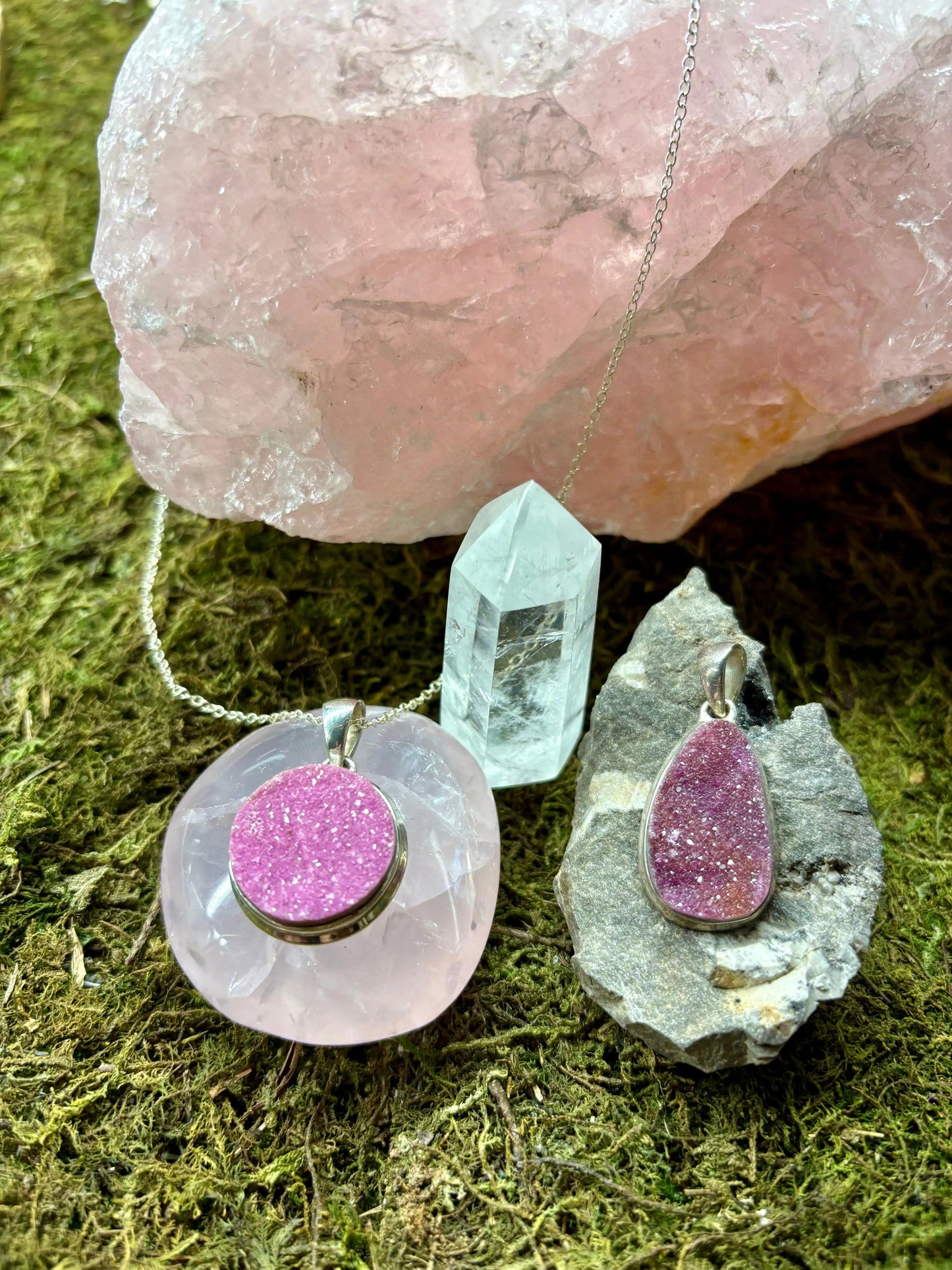 Cobaltoan Calcite Druzy Pendant