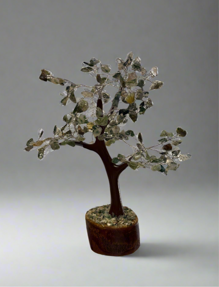 Green Moss Agate Crystal Tree