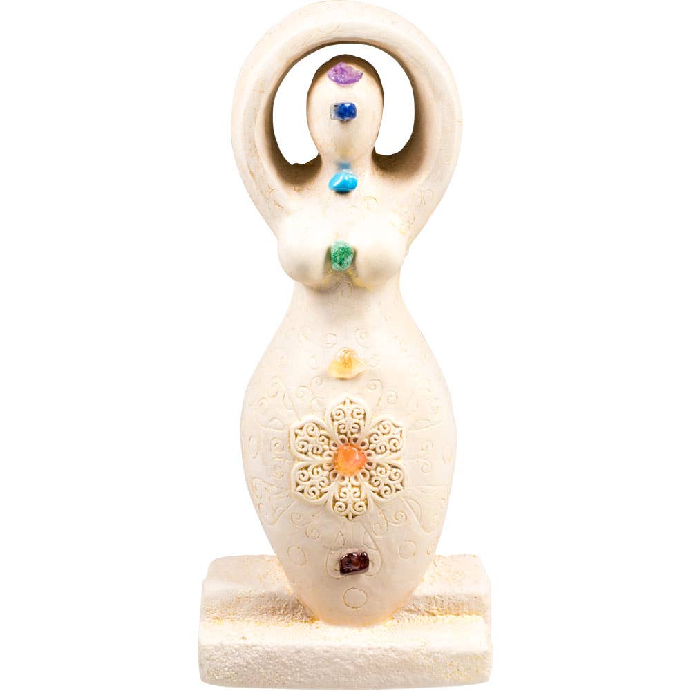 Gypsum Cement Goddess Figurine - Chakras