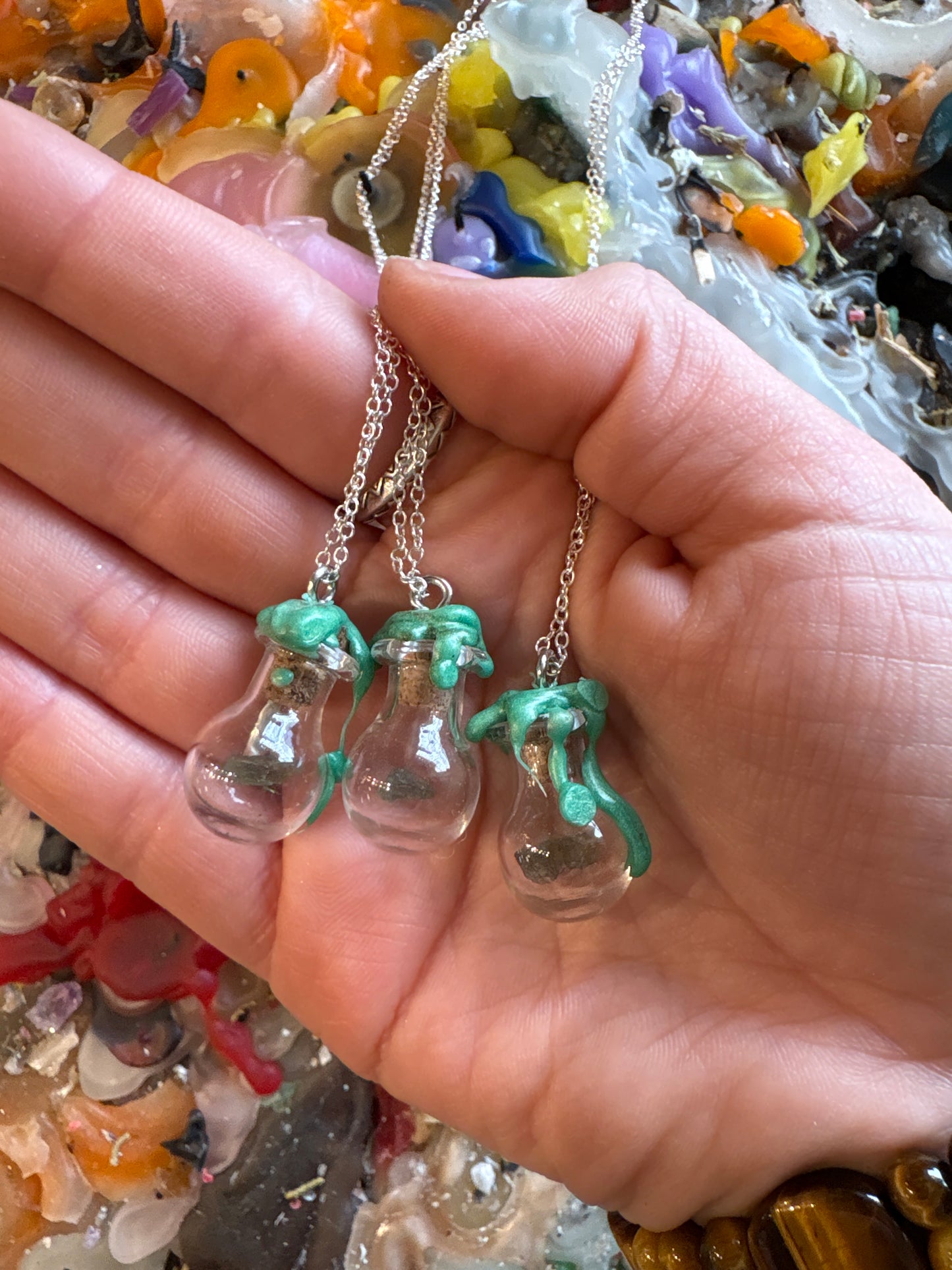Moldavite Spell Jar Necklace – Handmade Manifestation & Transformation Jewelry