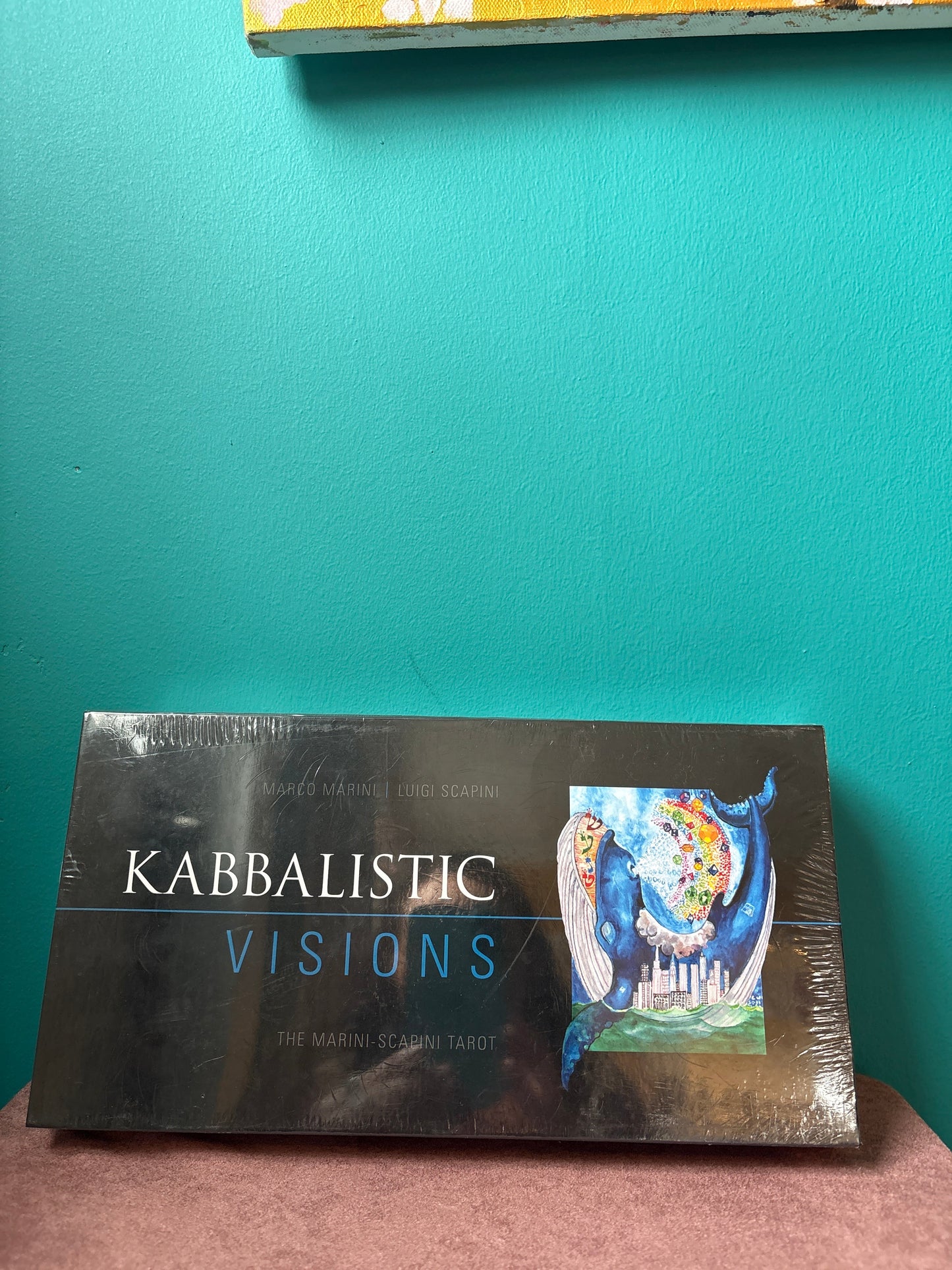 Kabbalistic Visions Tarot deck box with mystical illustration on a turquoise background