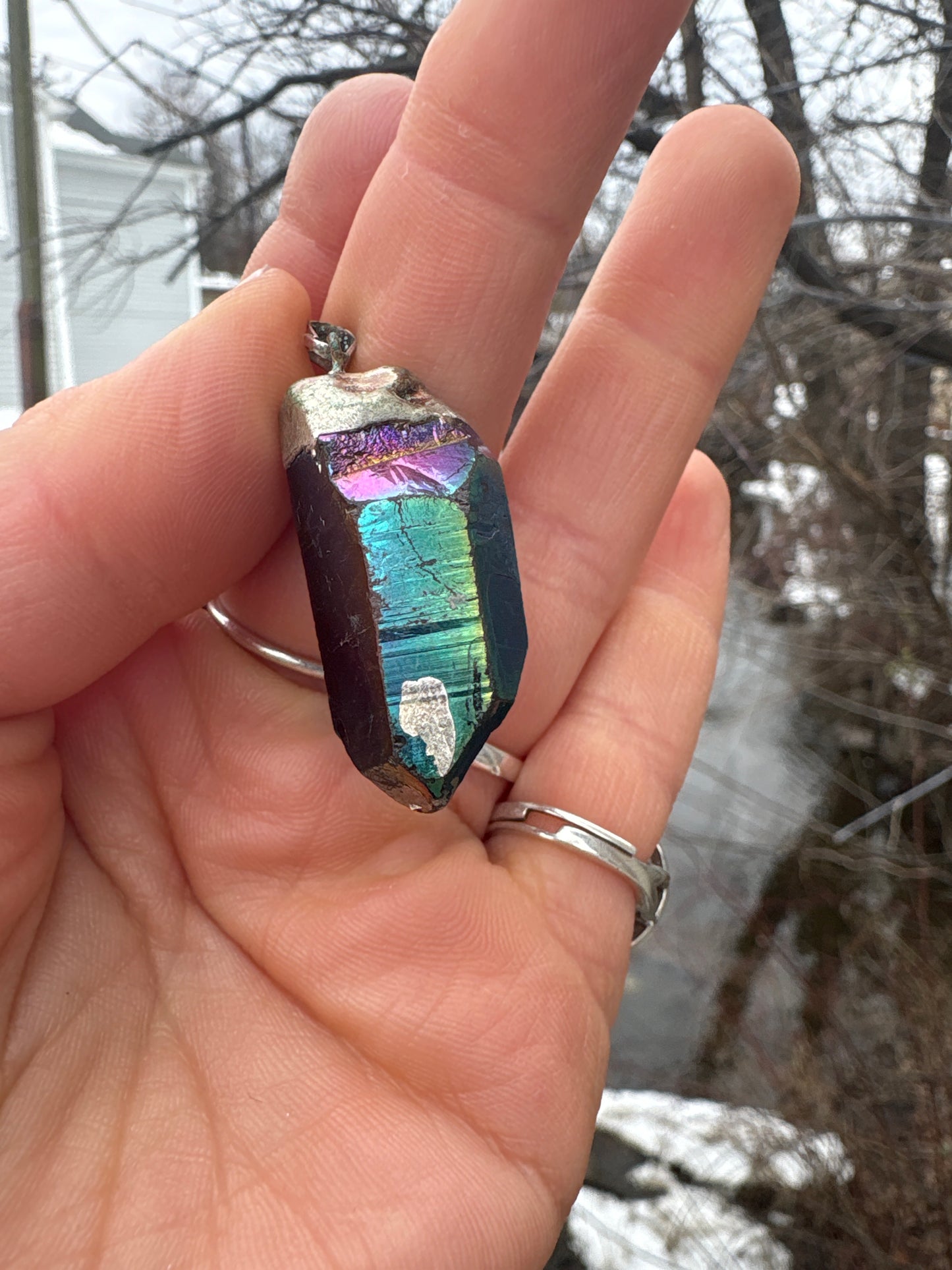 Titanium Aura Quartz Pendant