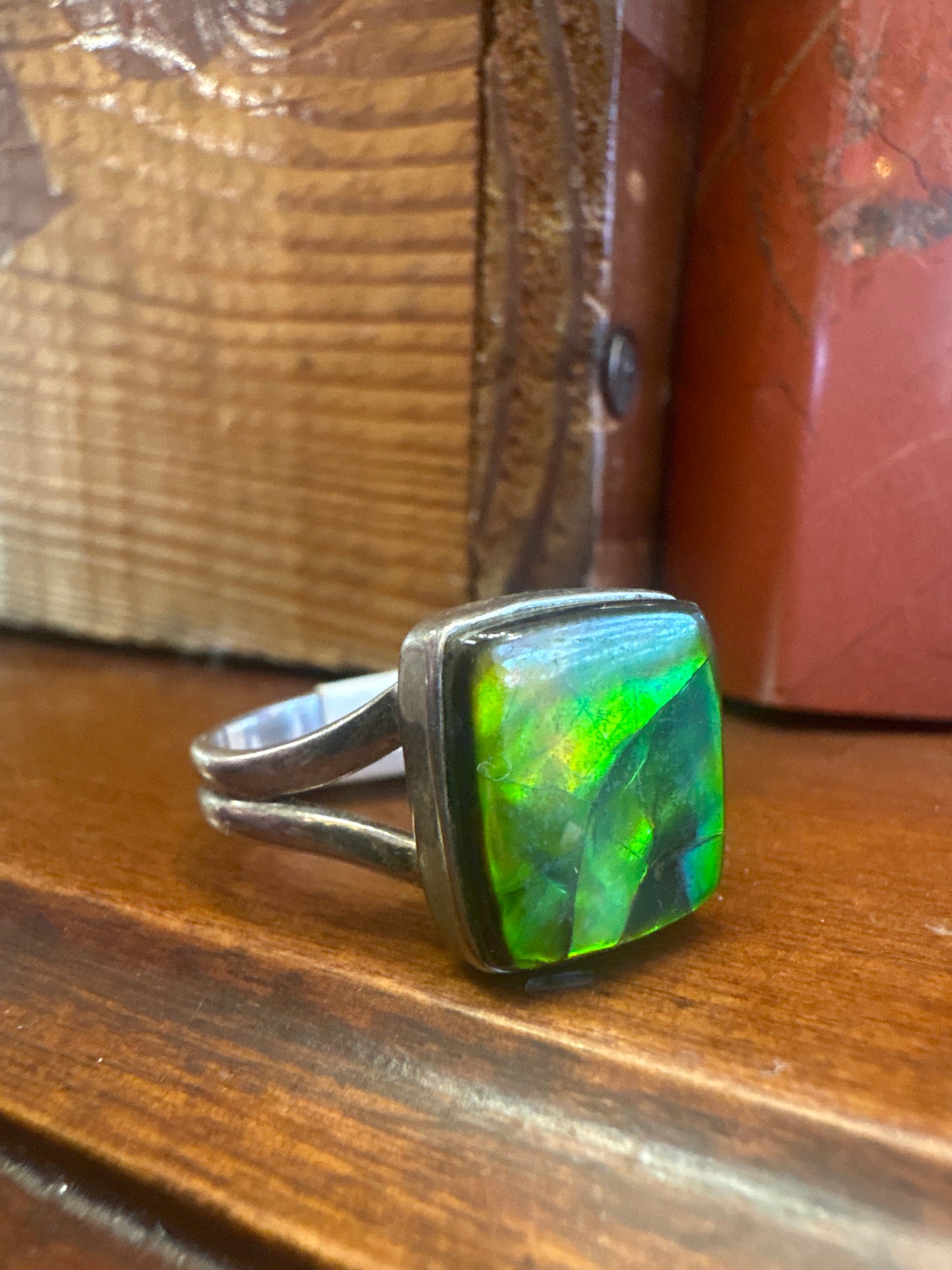 Opalized Ammolite Ring