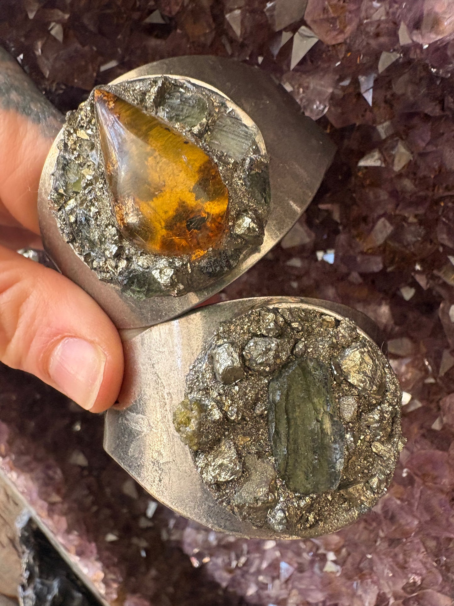 Handmade Cuff Bracelet with Moldavite