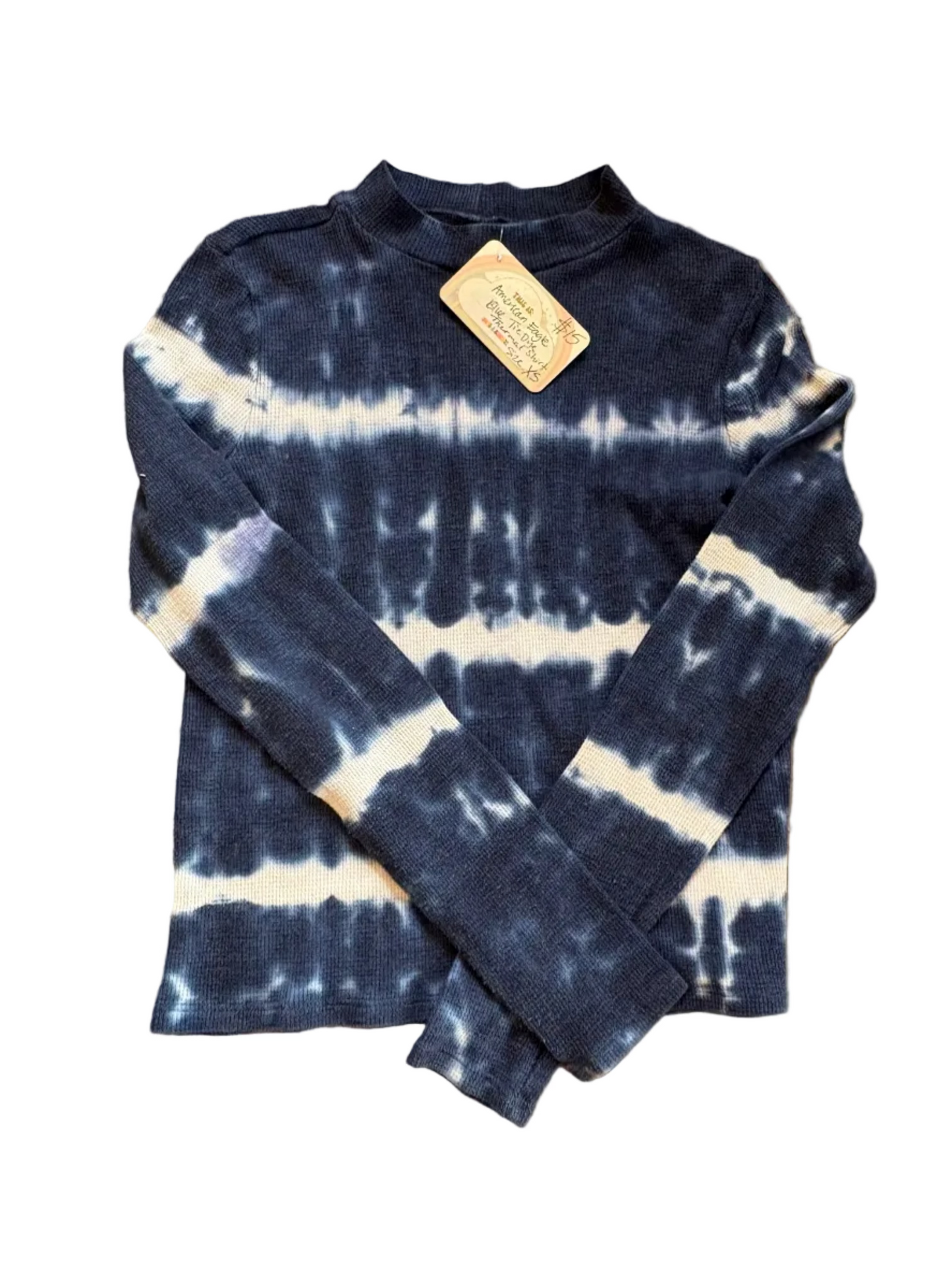 American Eagle Blue Tie Dye Thermal Shirt Size XS