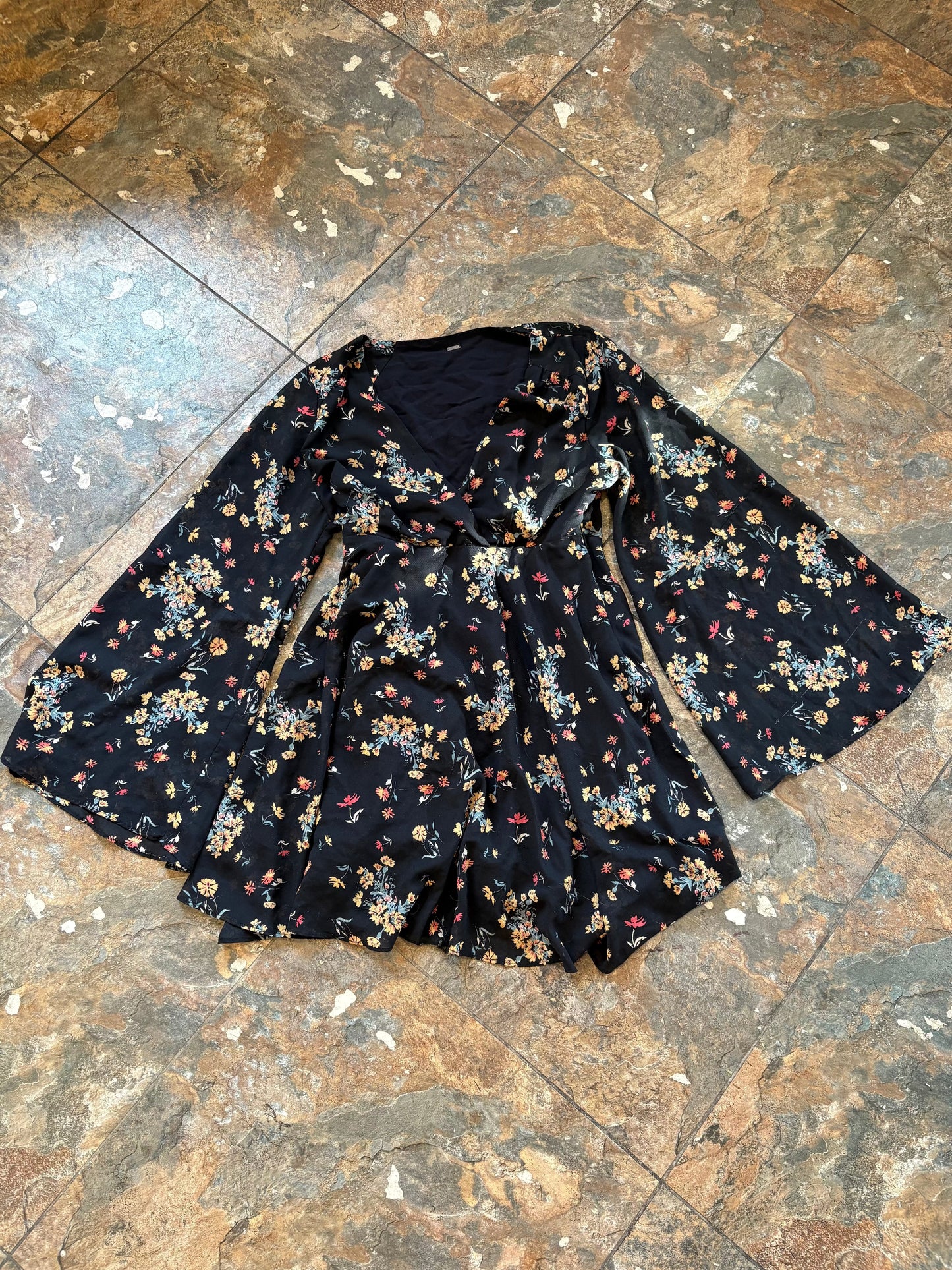 Flowy Black Floral Dress