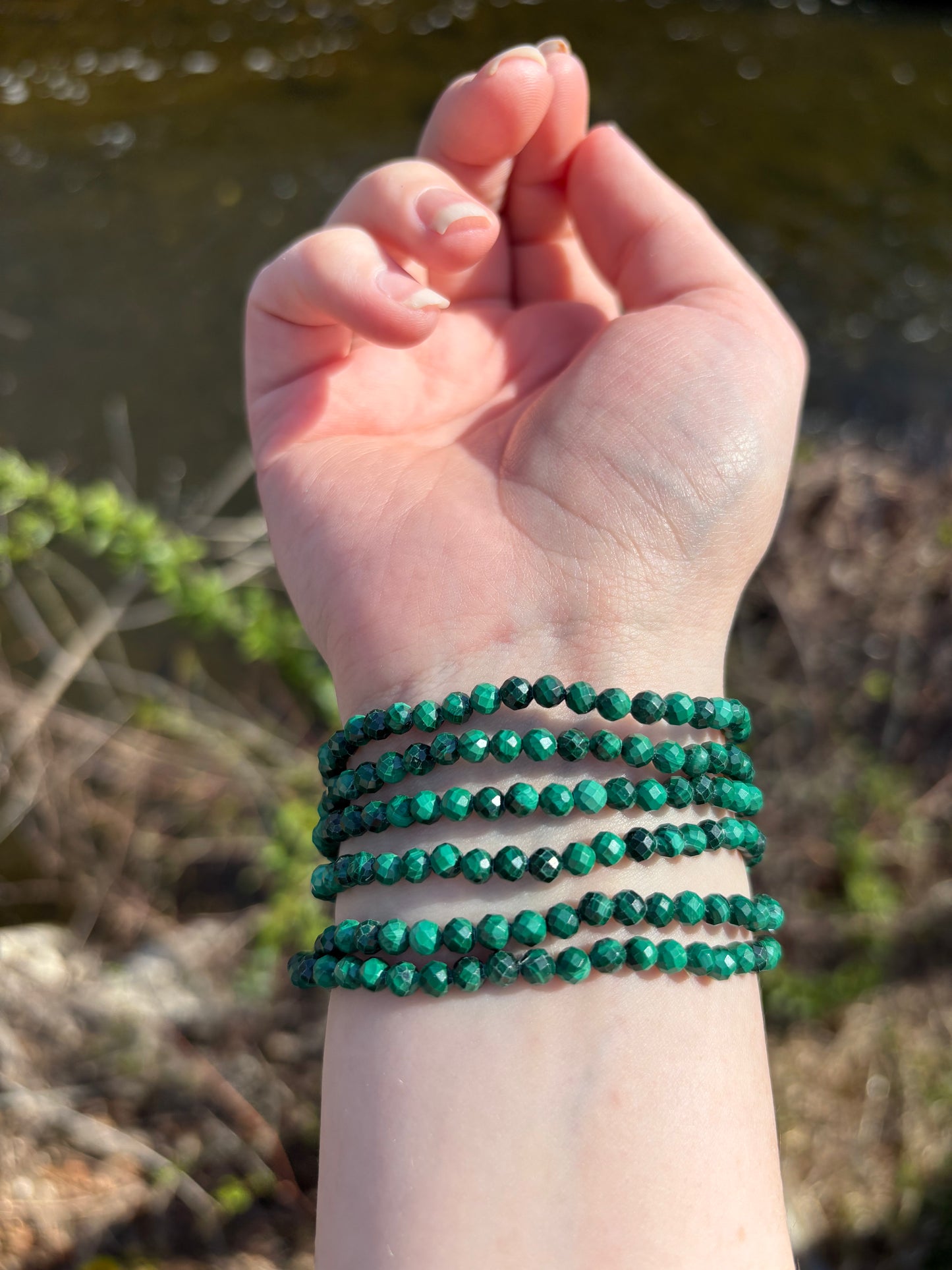 Malachite faceted 4mm Bracelet
