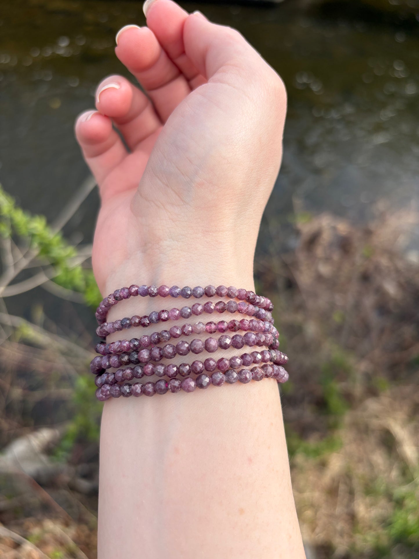 Ruby Faceted Bracelet 4mm
