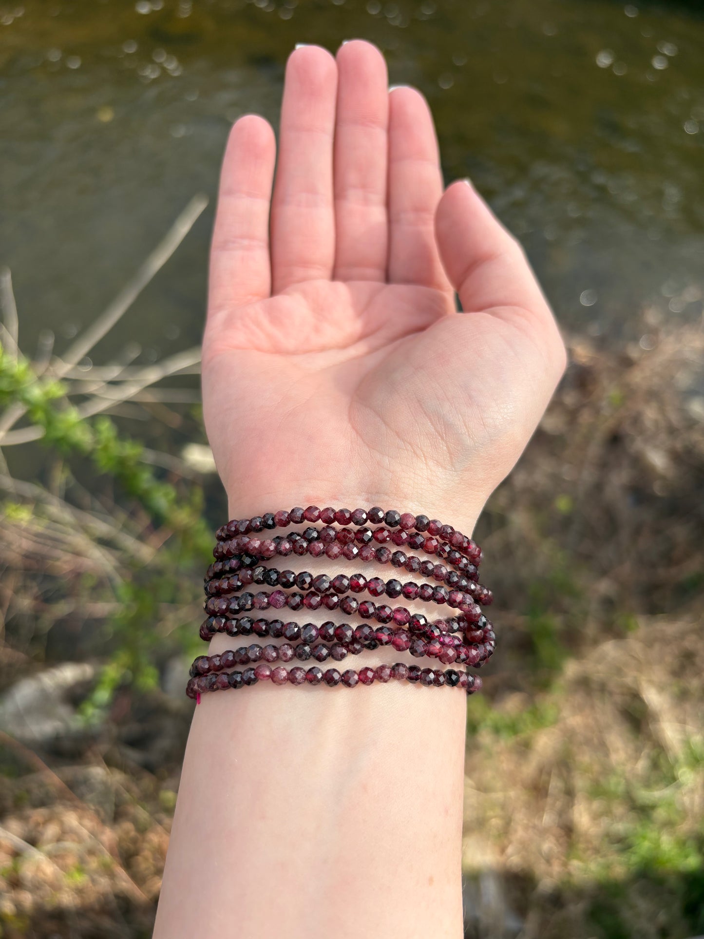 Garnet Faceted Bracelet 4mm