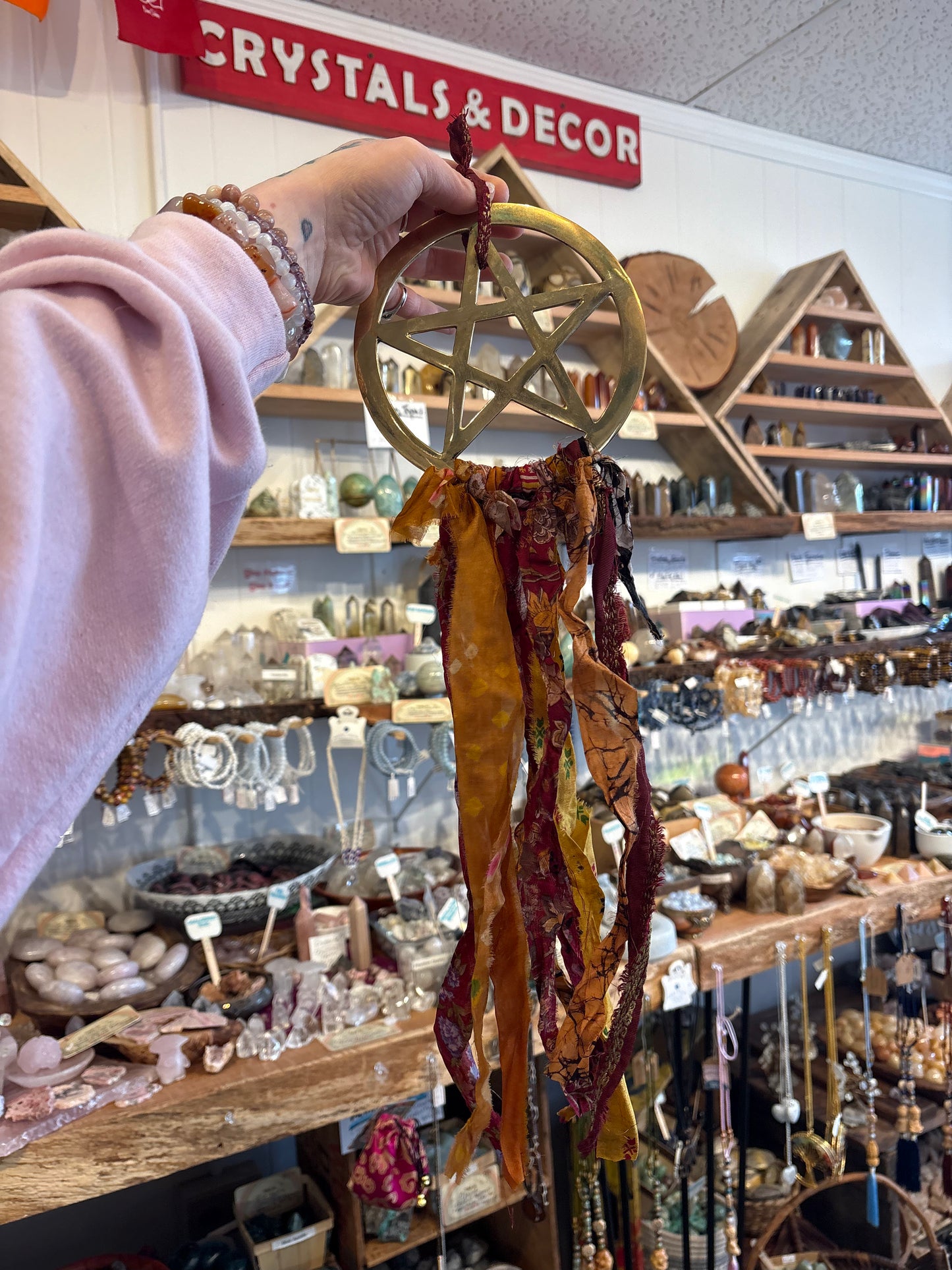 Pentacle Wall Hanging with Recycled Sari Silk