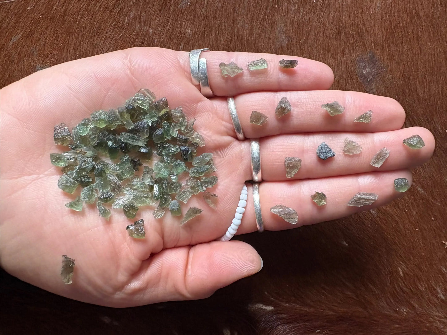 Moldavite bulk lot of natural raw chip pieces from Czech Republic weighing 9 grams