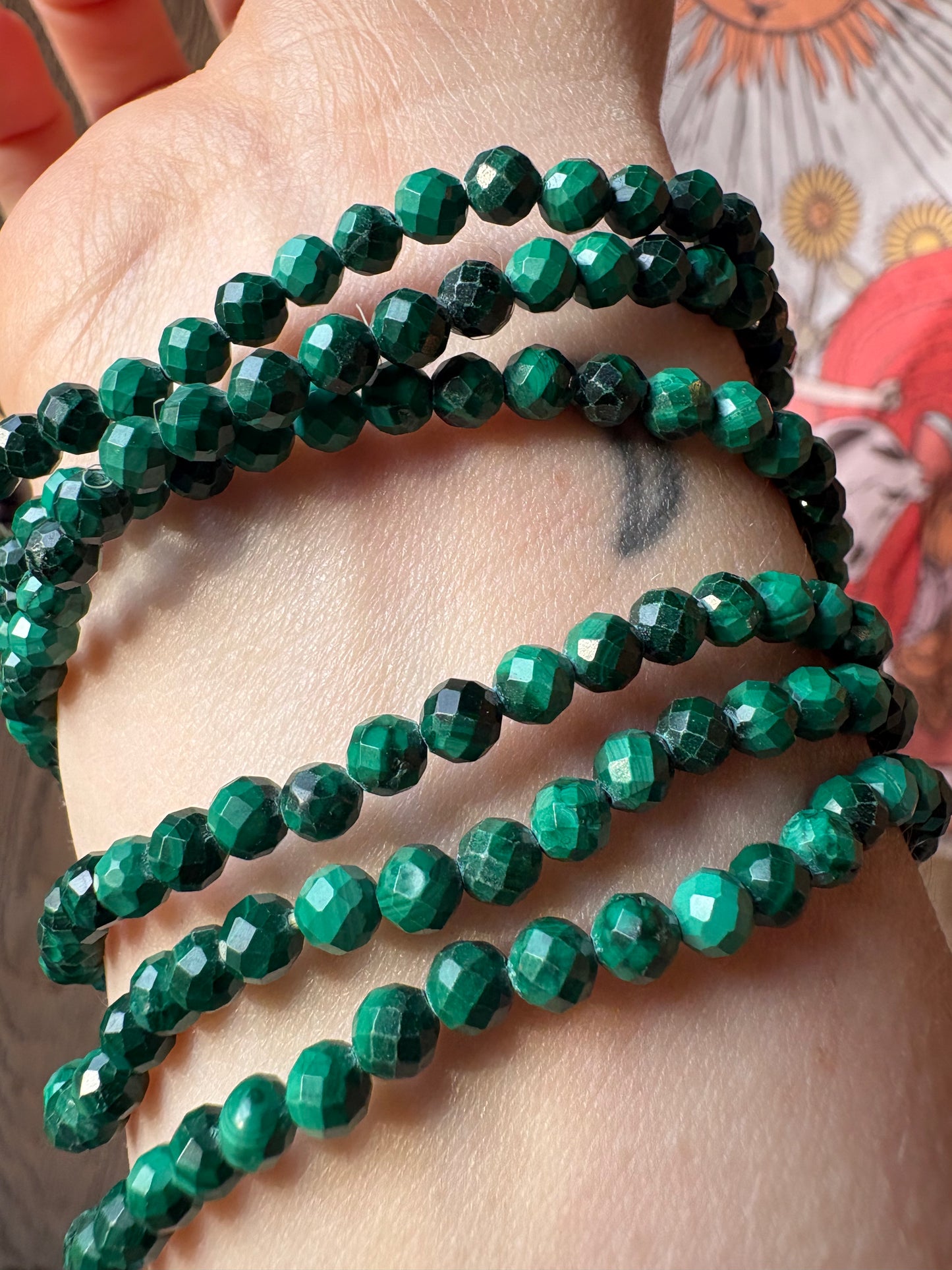 Malachite faceted 4mm Bracelet
