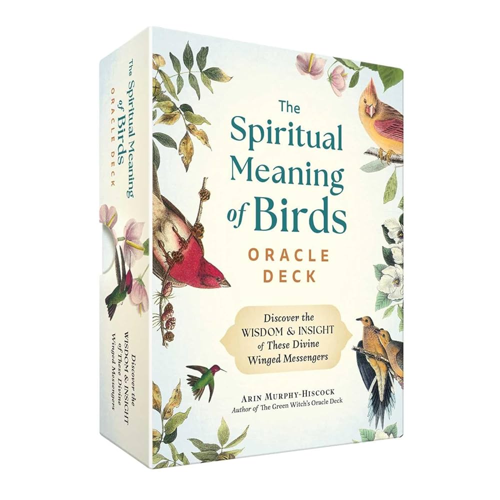 The Spiritual Meaning of Birds oracle deck featuring bird-inspired oracle cards with illustrations of various birds and foliage on the box