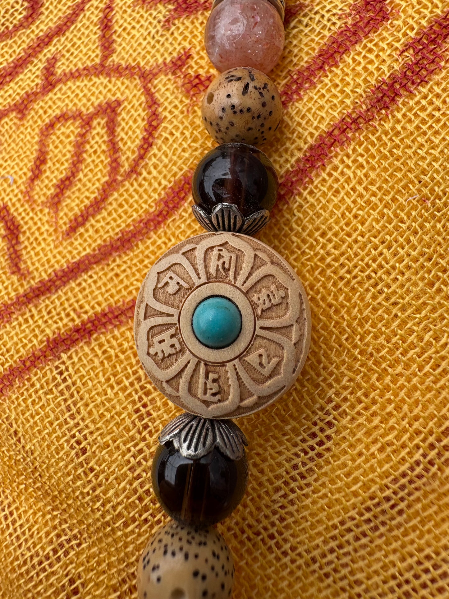 Strength of Mind Sunstone & Smoky Quartz Meditation Necklace