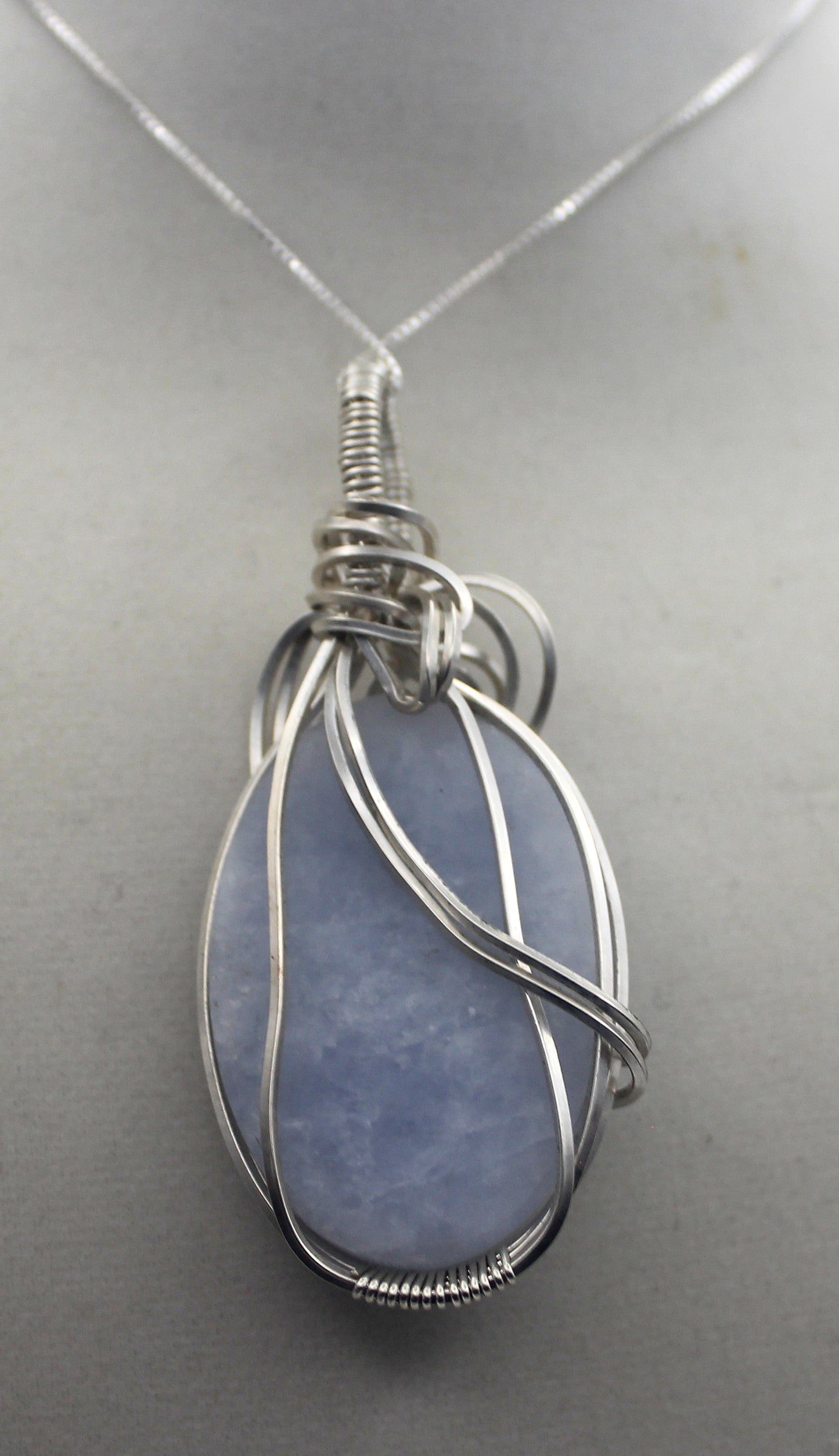 Argentium Silver Angelite Pendant Necklace