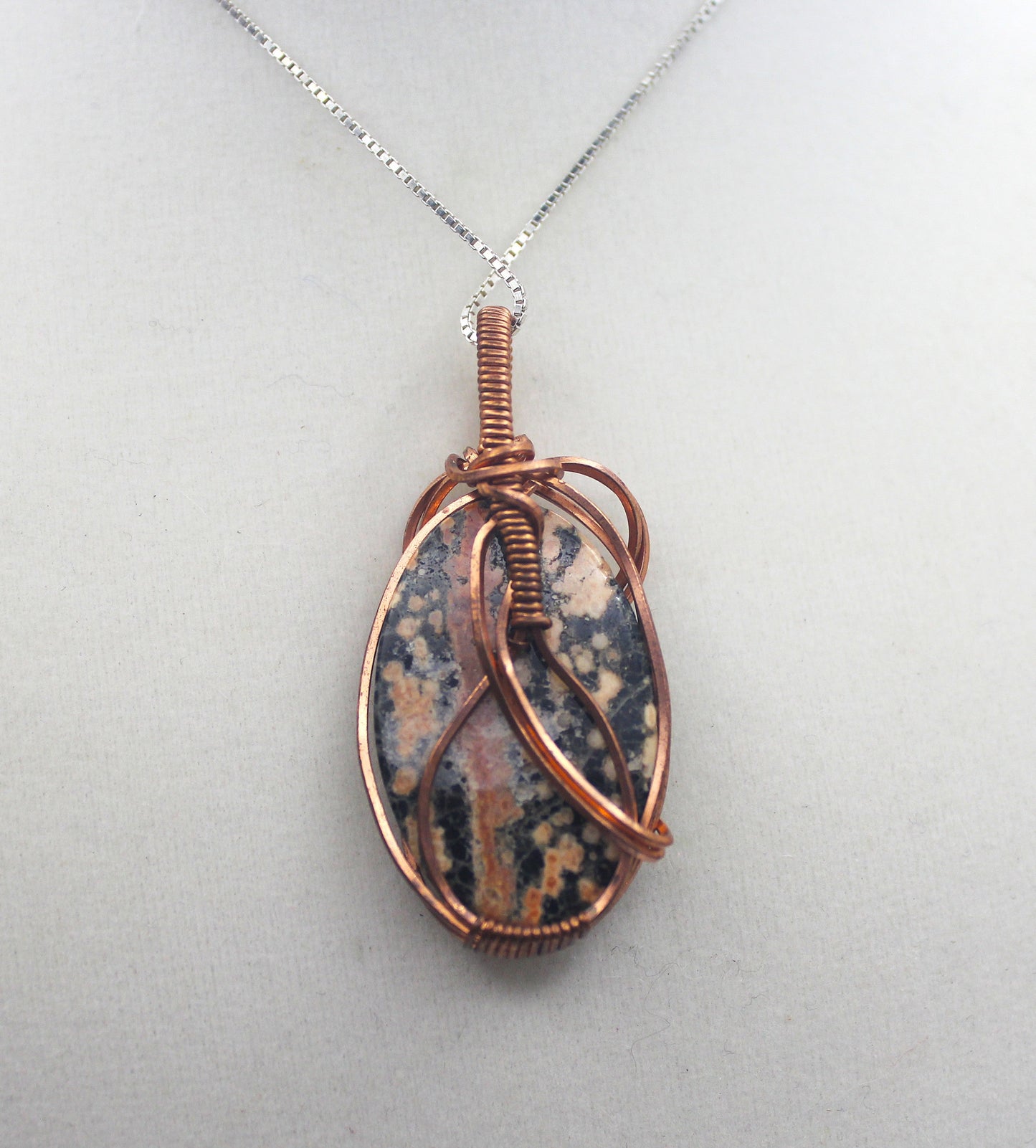 Raw Copper Firework Obsidian Pendant Necklace