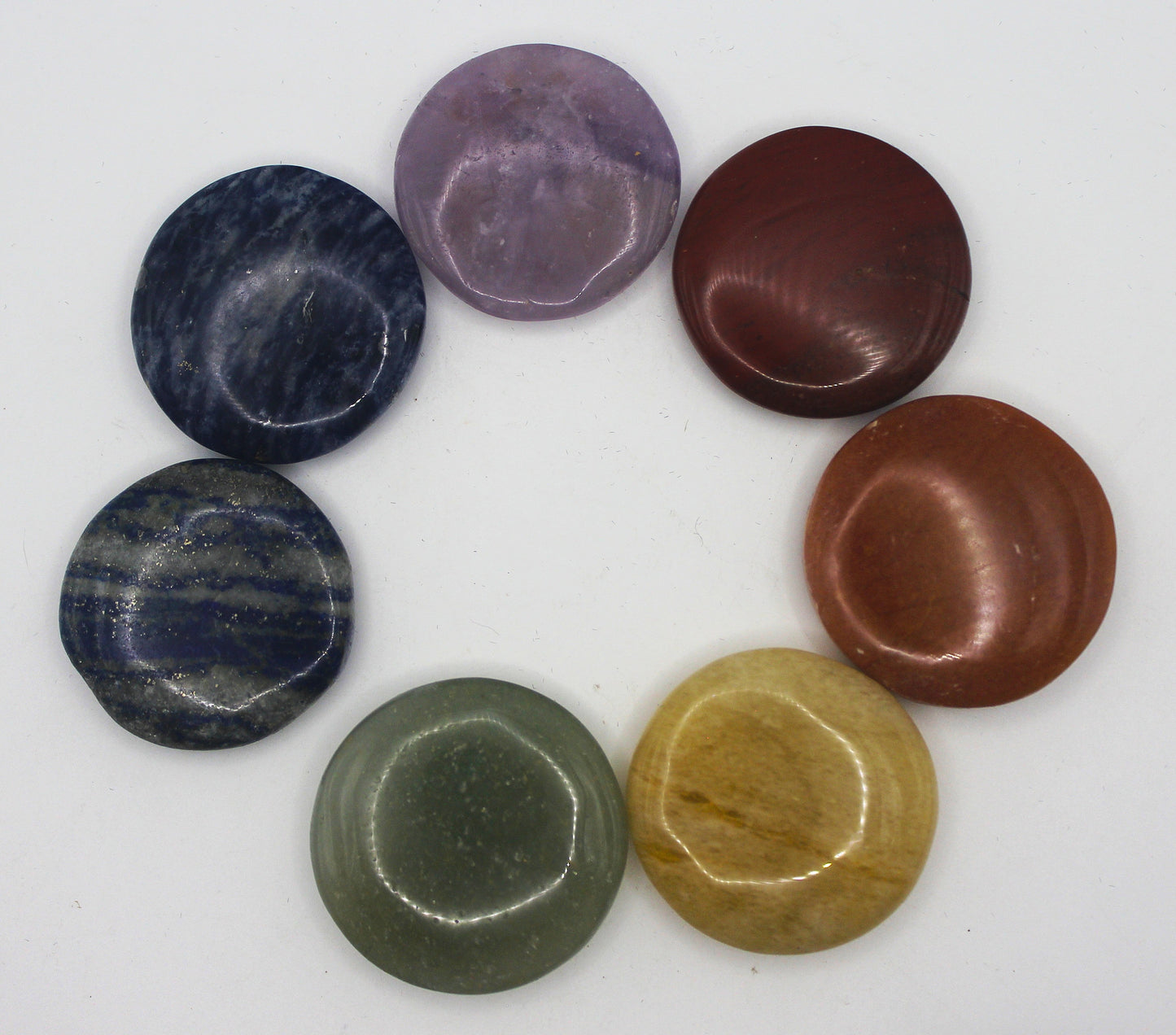 Seven Stone Chakra Set – Engraved Gold Symbols for Balance & Alignment