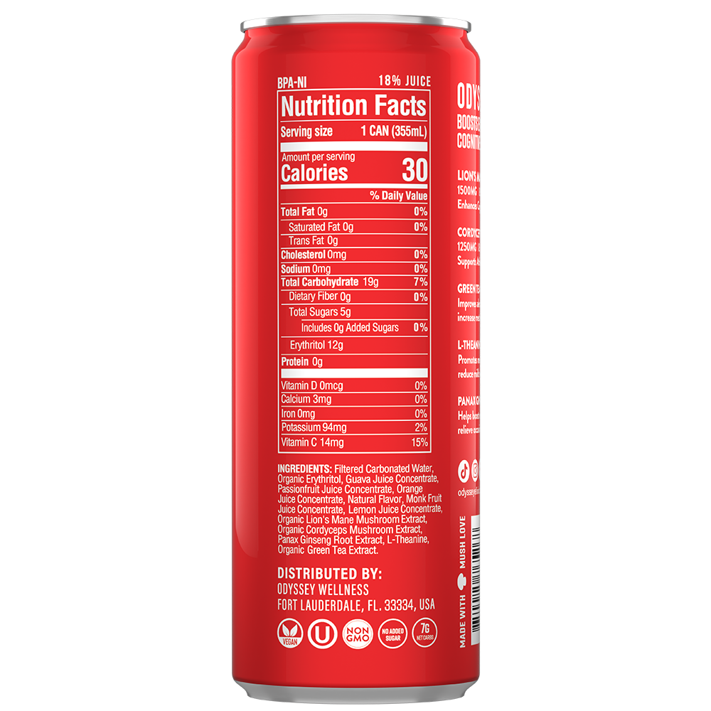 Passion Fruit Orange Guava 85mg Sparkling Mushroom Energy