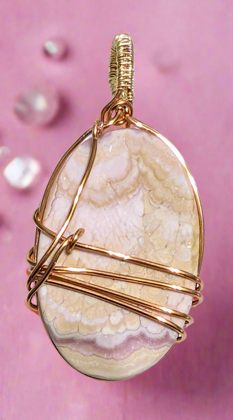 Plated Rhodochrosite Pendant Necklace