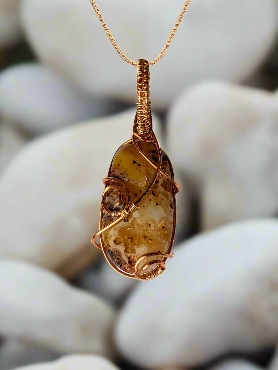 Plated Montana Moss Agate Druzy Cabochon Necklace