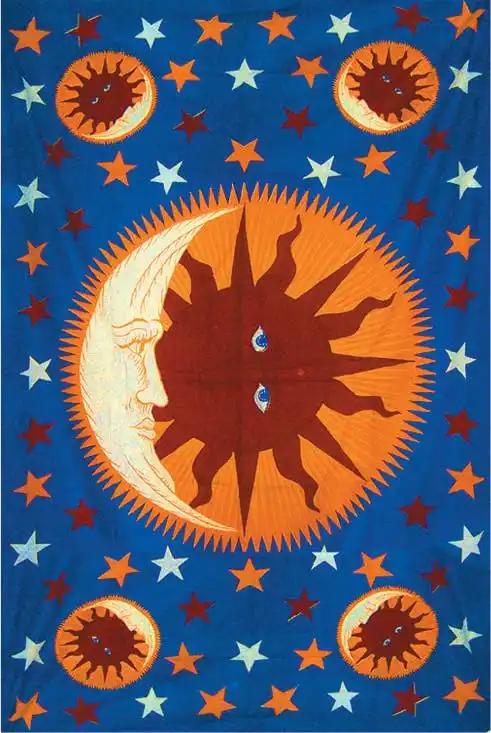 Sun And Moon Cotton Tapestry