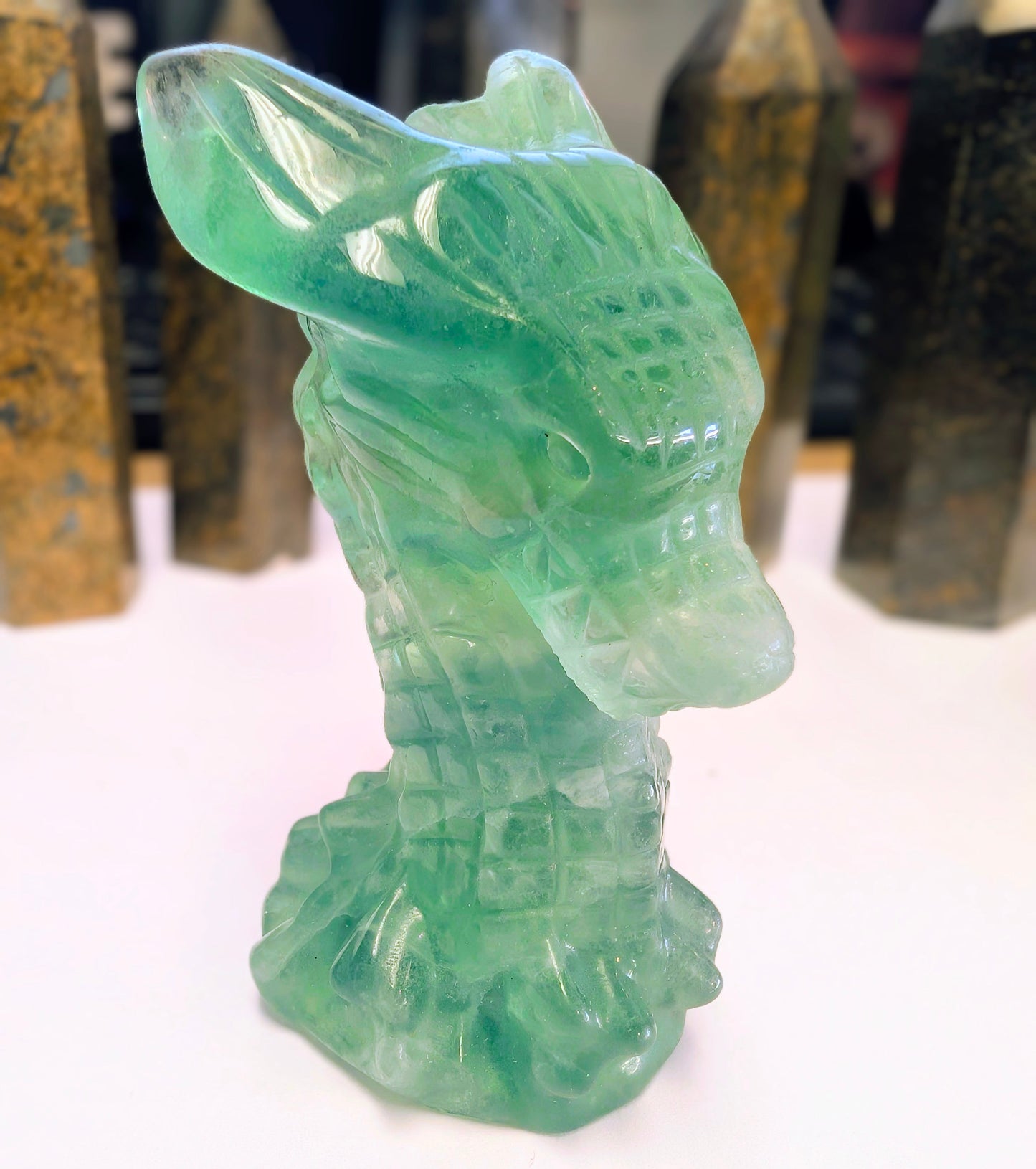 Crystal Dragon Head Carving – Strength, Protection & Ancient Wisdom