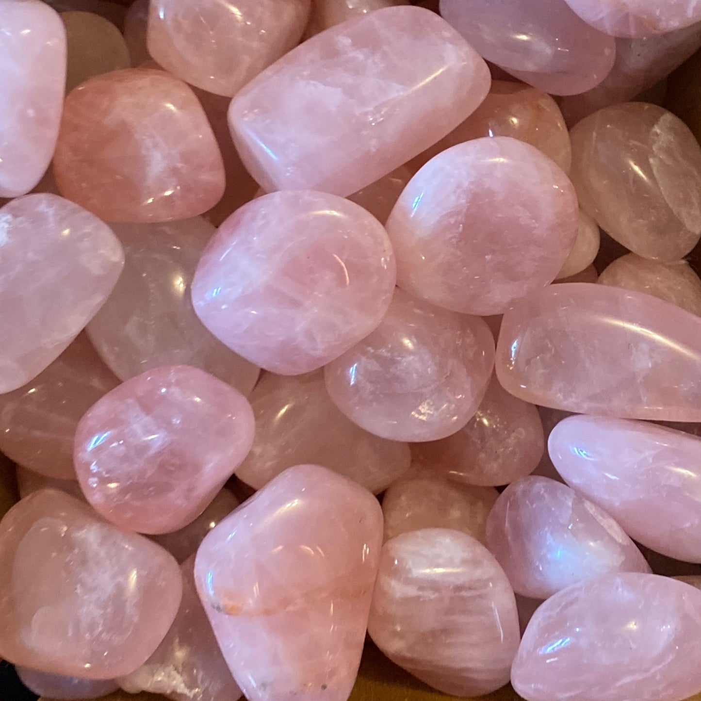 Smooth pink Rose Quartz Tumble stones for healing and meditation