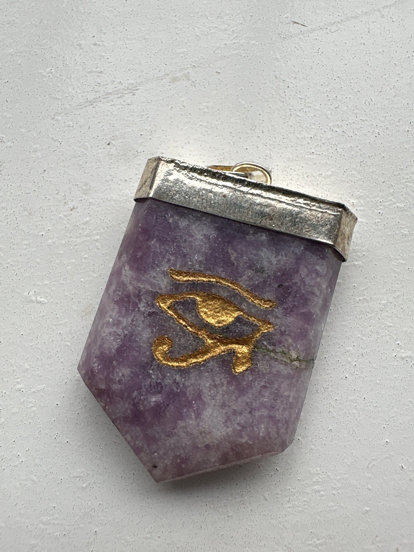 Crystal Eye of Horus Symbol Engraved Pendant Necklace