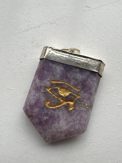 Crystal Eye of Horus Symbol Engraved Pendant Necklace