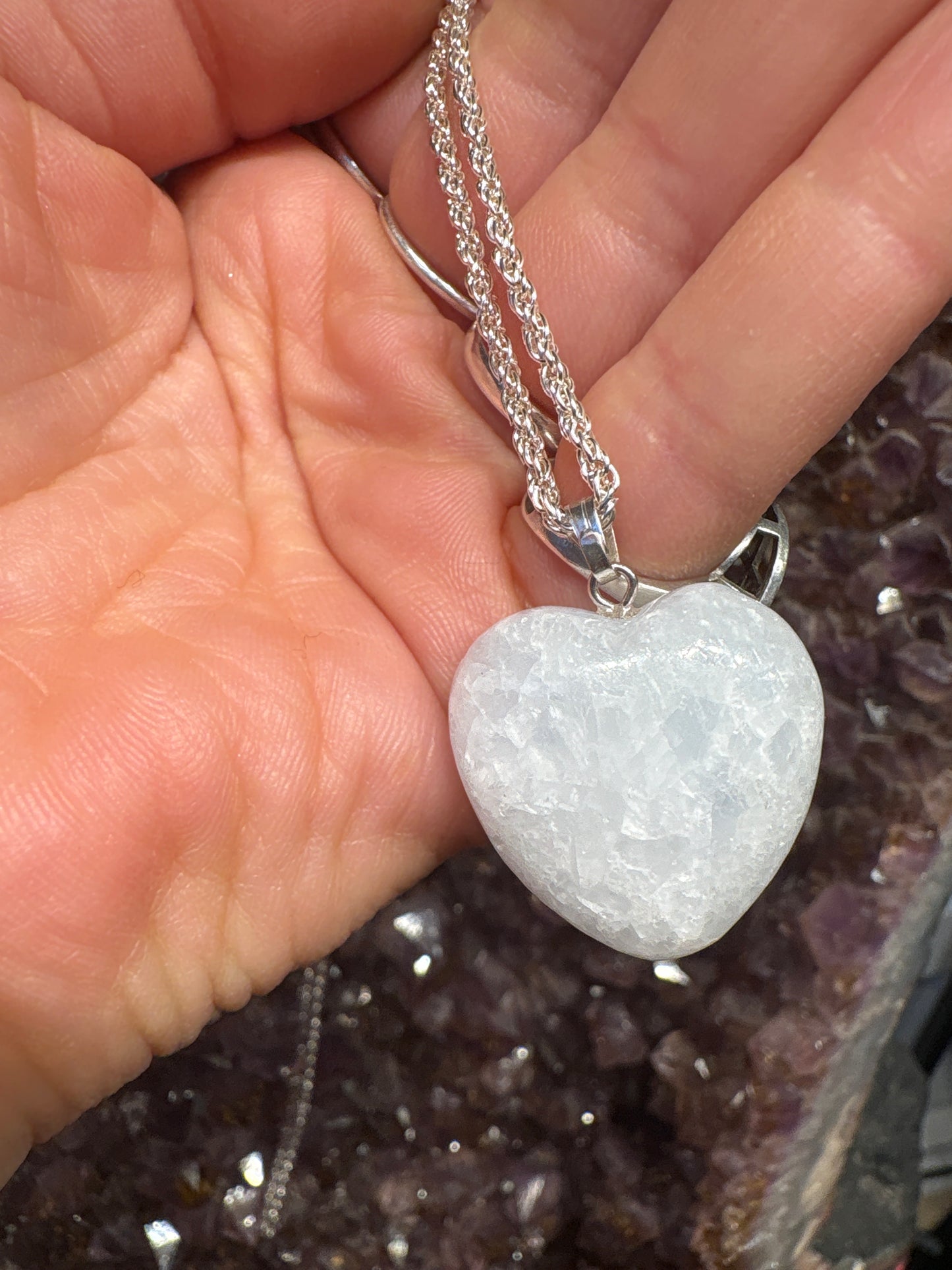 Blue Calcite Heart Pendant