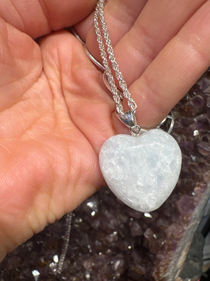 Blue Calcite Heart Pendant