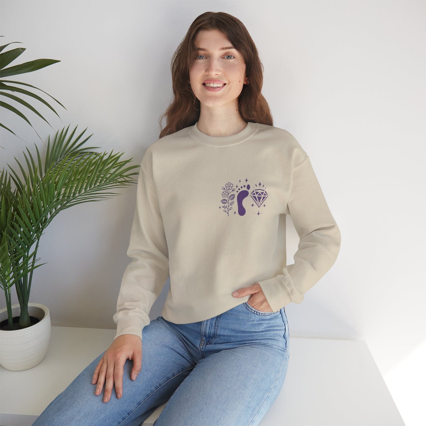Inspirational Hawthorne Crystal Crew Neck Sweatshirt — Logo Design