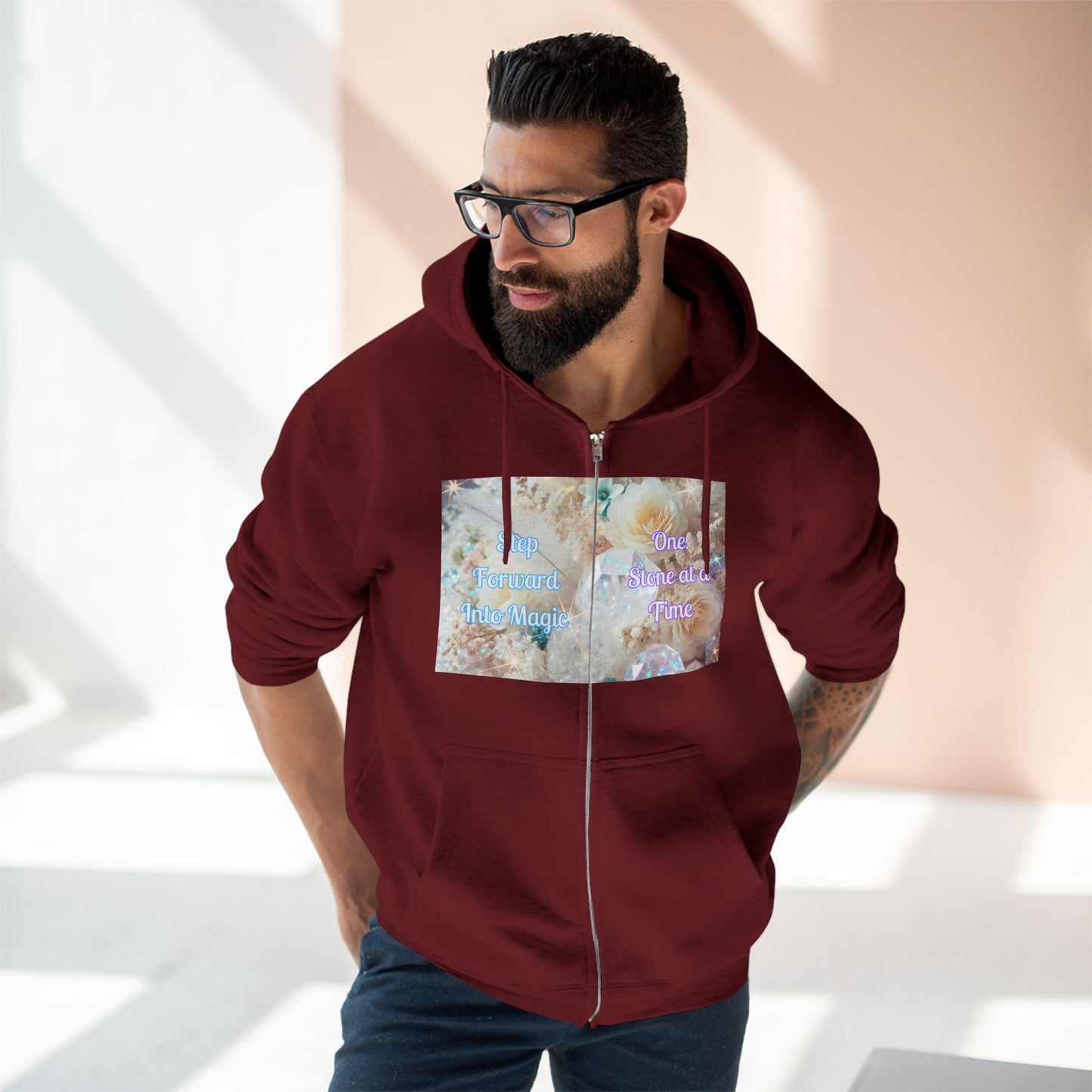 Floral Zipped Hooded Sweater