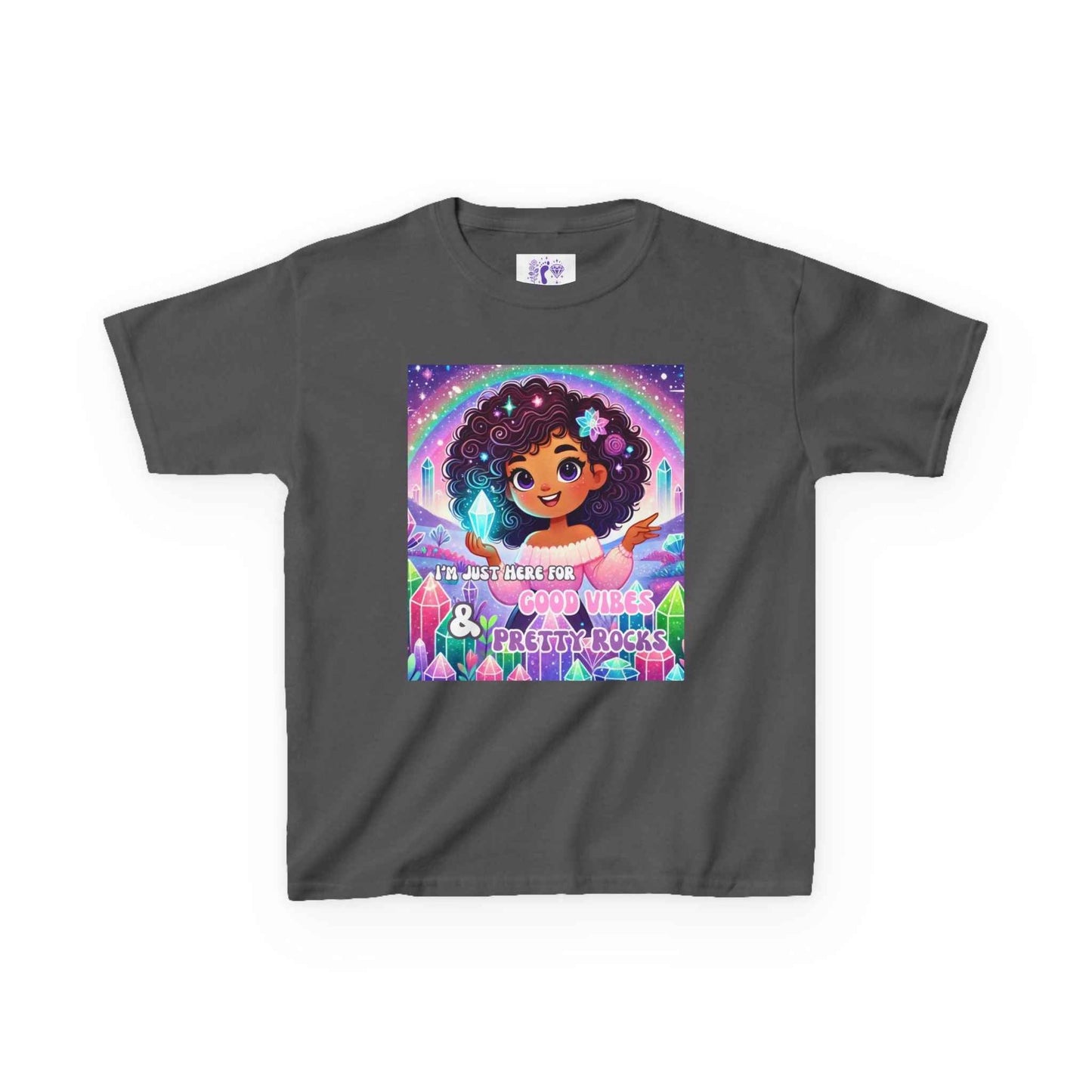 Kids TShirt 'I'm Just Here for Good Vibes and Pretty Rocks'