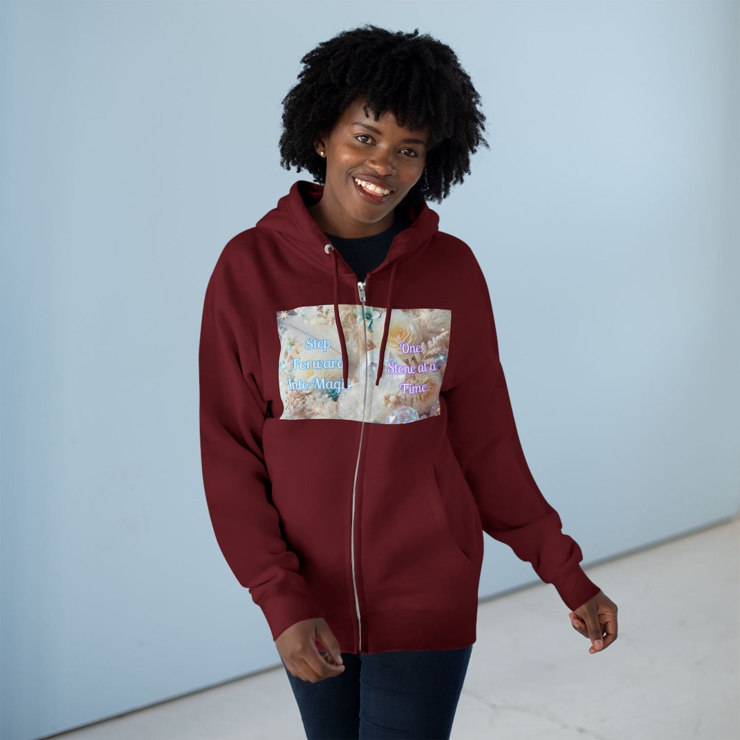 Floral Zipped Hooded Sweater