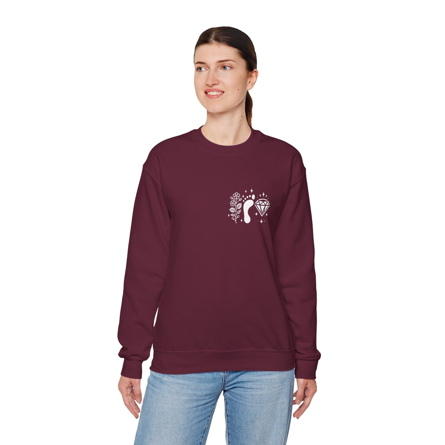 Inspirational Hawthorne Crystal Crew Neck Sweatshirt — Logo Design