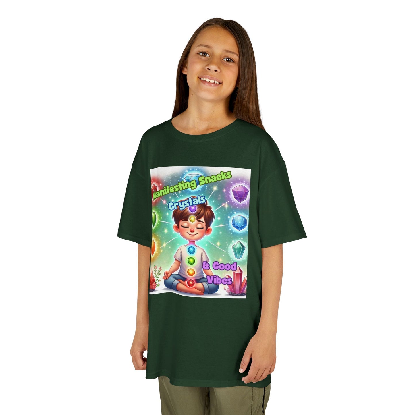 Kids TShirt 'Manifesting Snacks, Crystals, and Good Energy'