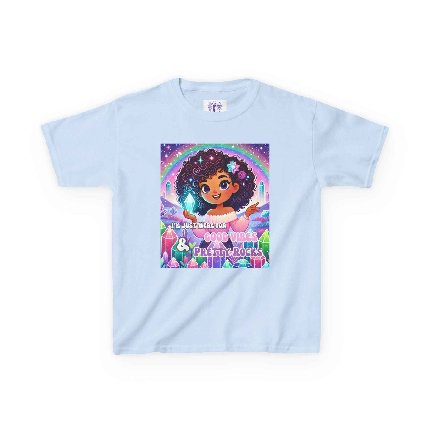 Kids TShirt 'I'm Just Here for Good Vibes and Pretty Rocks'