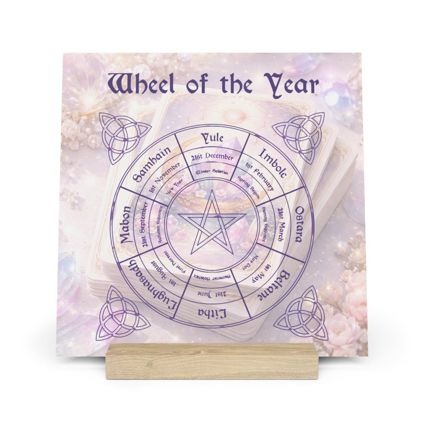 Wheel of the Year Tarot Board with Stand — Pagan/Wiccan Seasonal Calendar Display