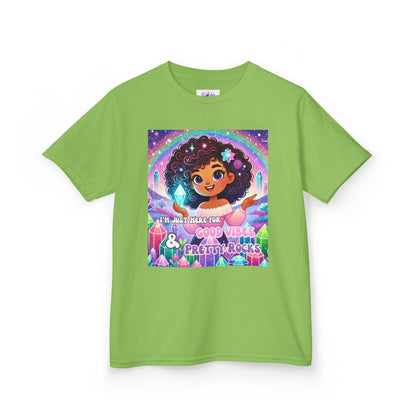 Kids TShirt 'I'm Just Here for Good Vibes and Pretty Rocks'