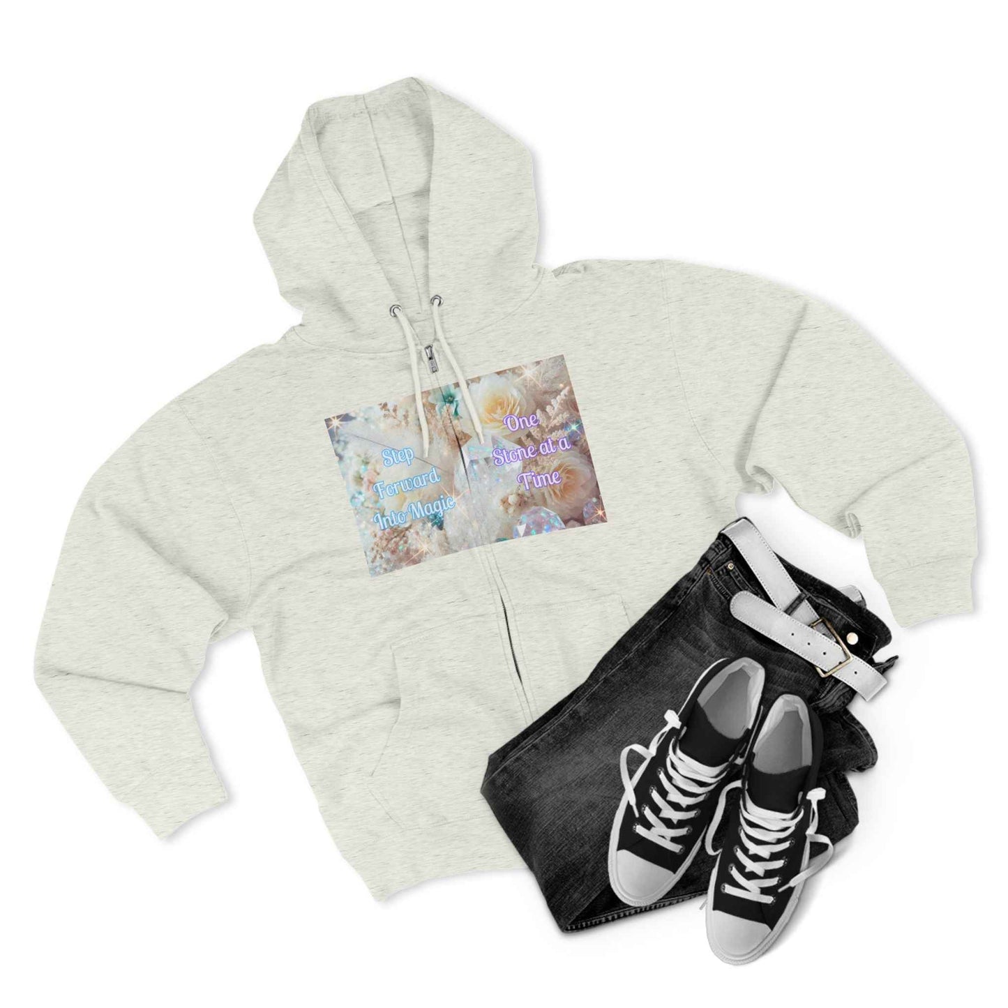 Floral Zipped Hooded Sweater