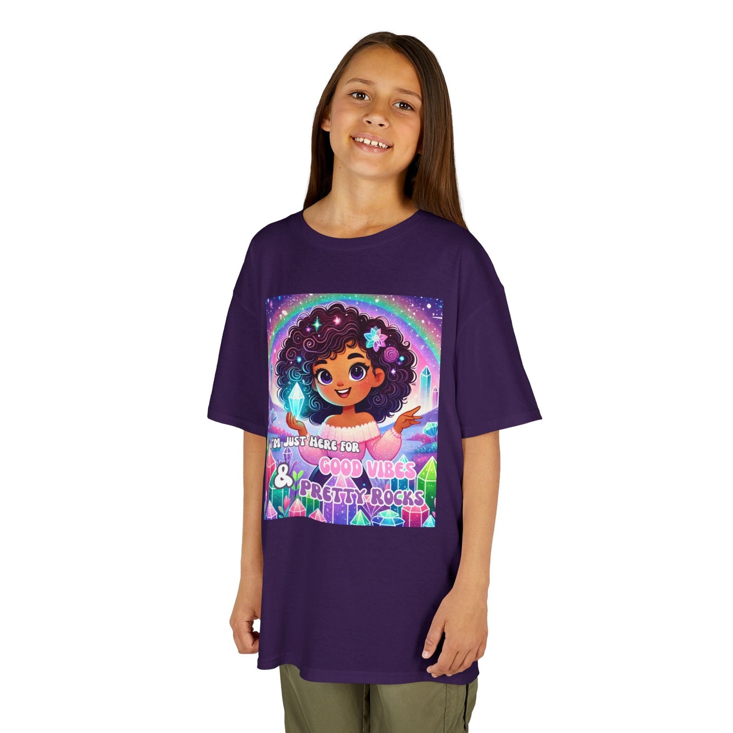 Kids TShirt 'I'm Just Here for Good Vibes and Pretty Rocks'