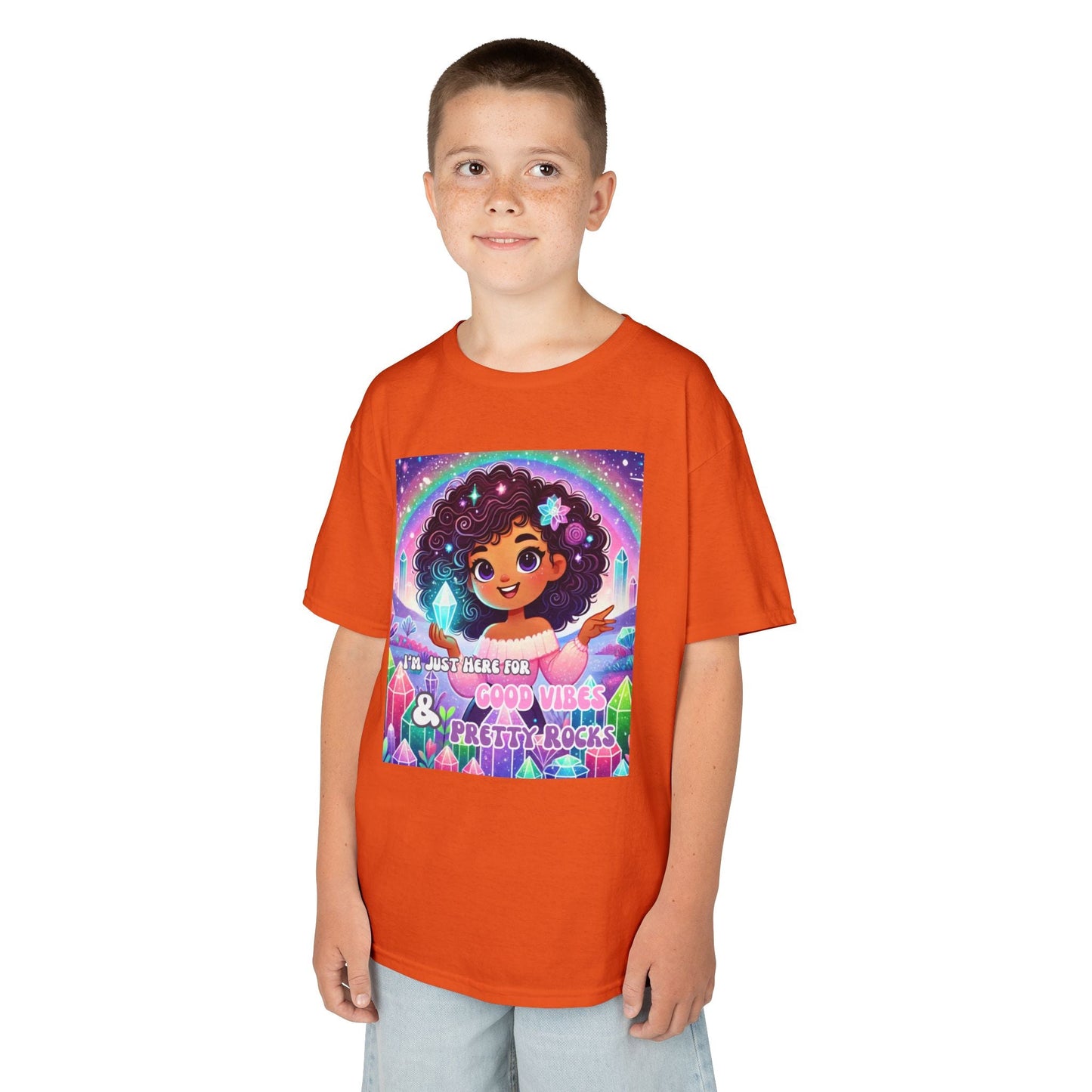 Kids TShirt 'I'm Just Here for Good Vibes and Pretty Rocks'