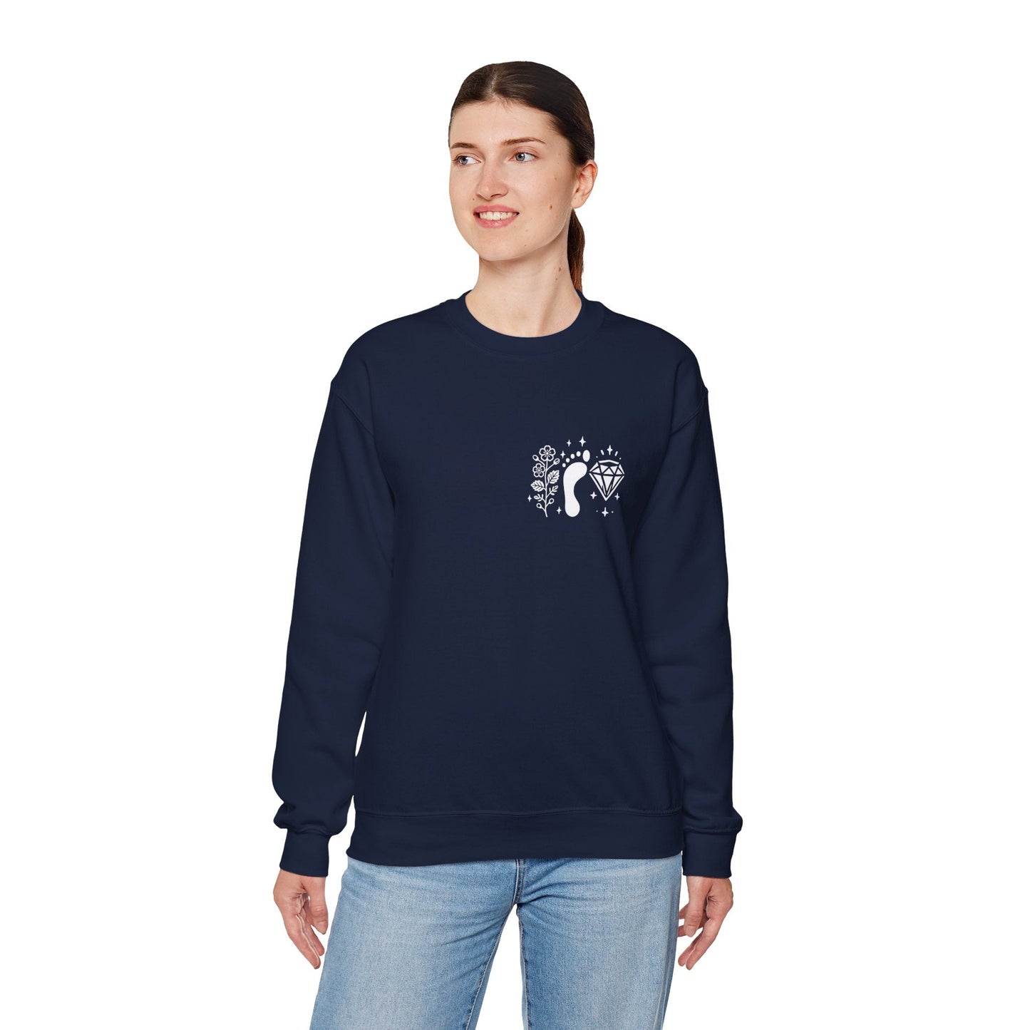 Inspirational Hawthorne Crystal Crew Neck Sweatshirt — Logo Design