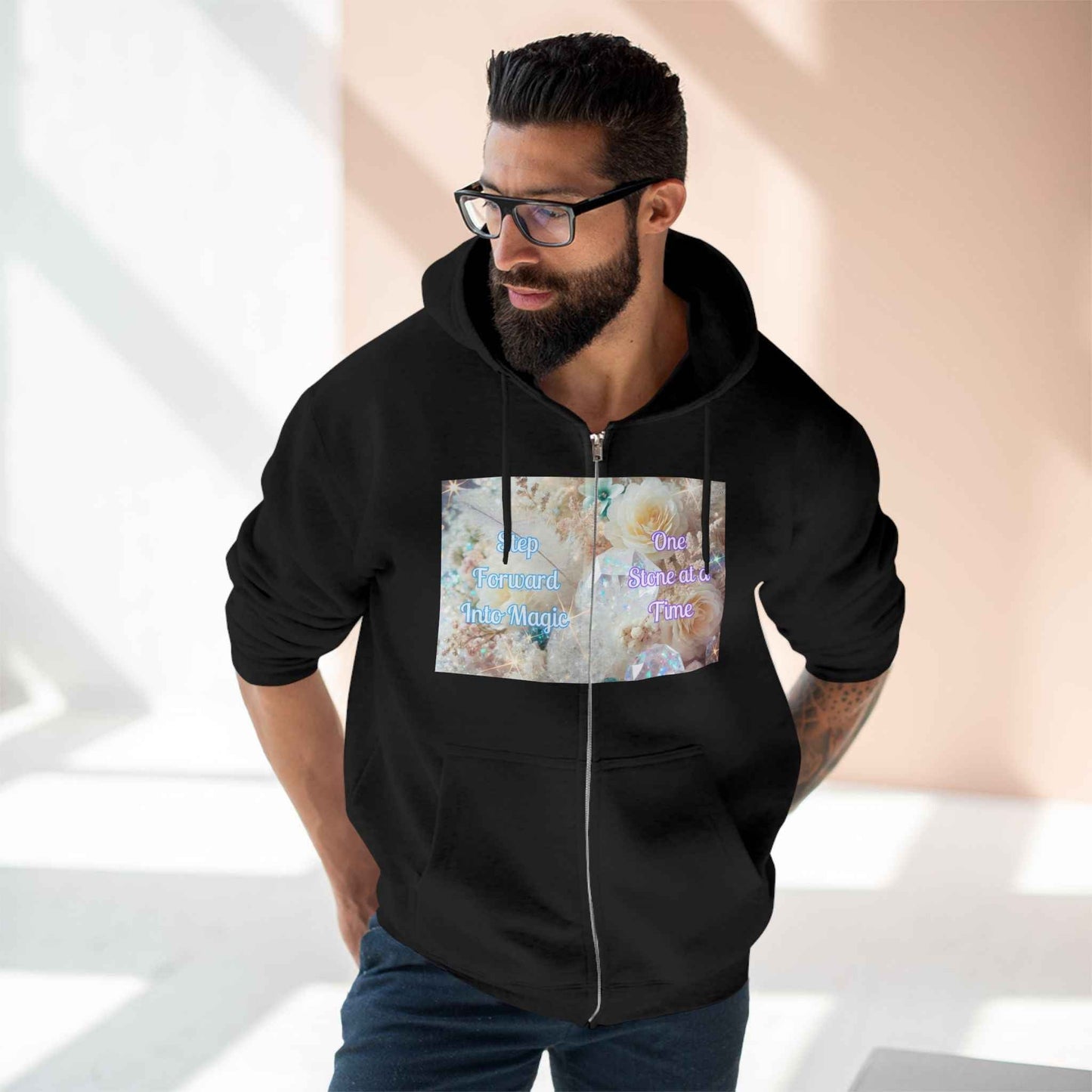 Floral Zipped Hooded Sweater