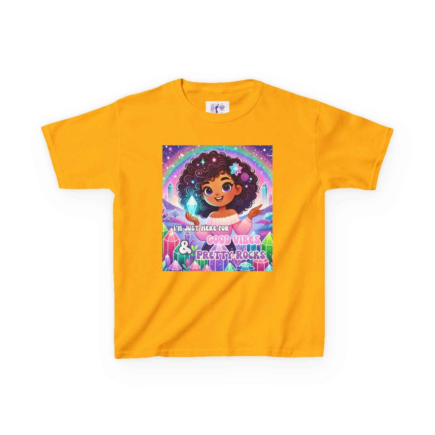 Kids TShirt 'I'm Just Here for Good Vibes and Pretty Rocks'