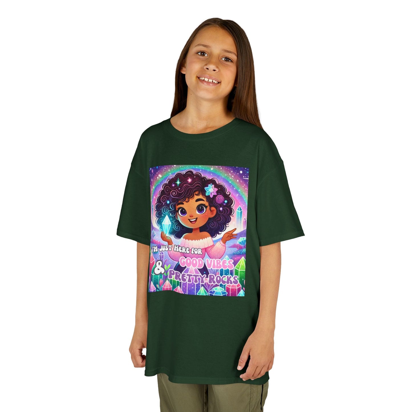 Kids TShirt 'I'm Just Here for Good Vibes and Pretty Rocks'