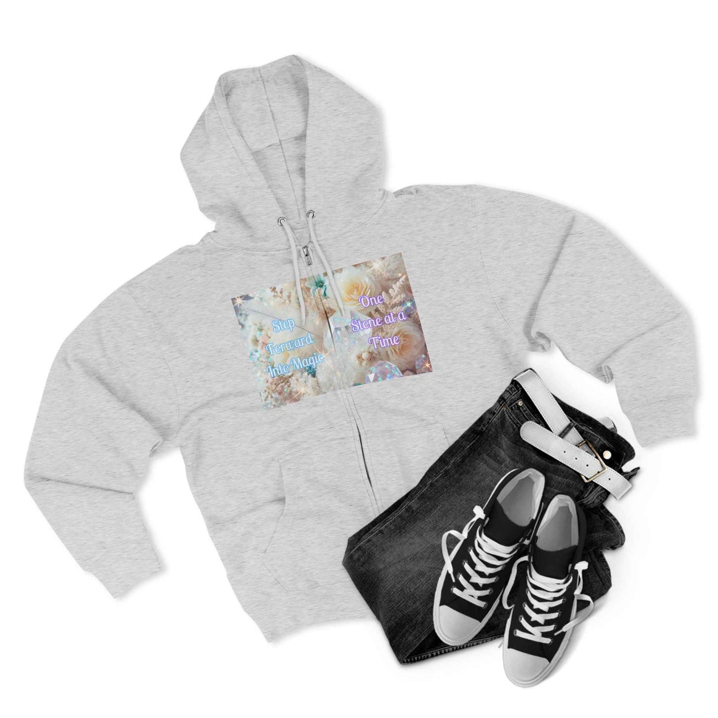 Floral Zipped Hooded Sweater