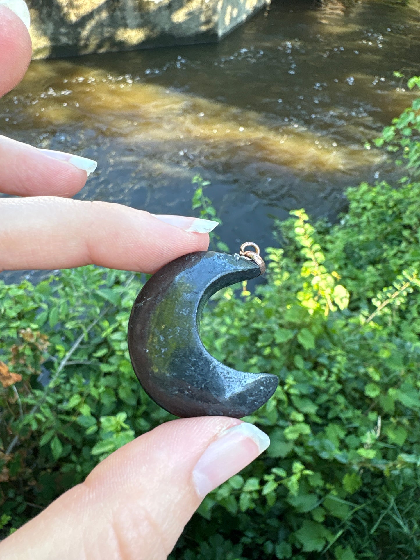 *Shungite Moon Pendant